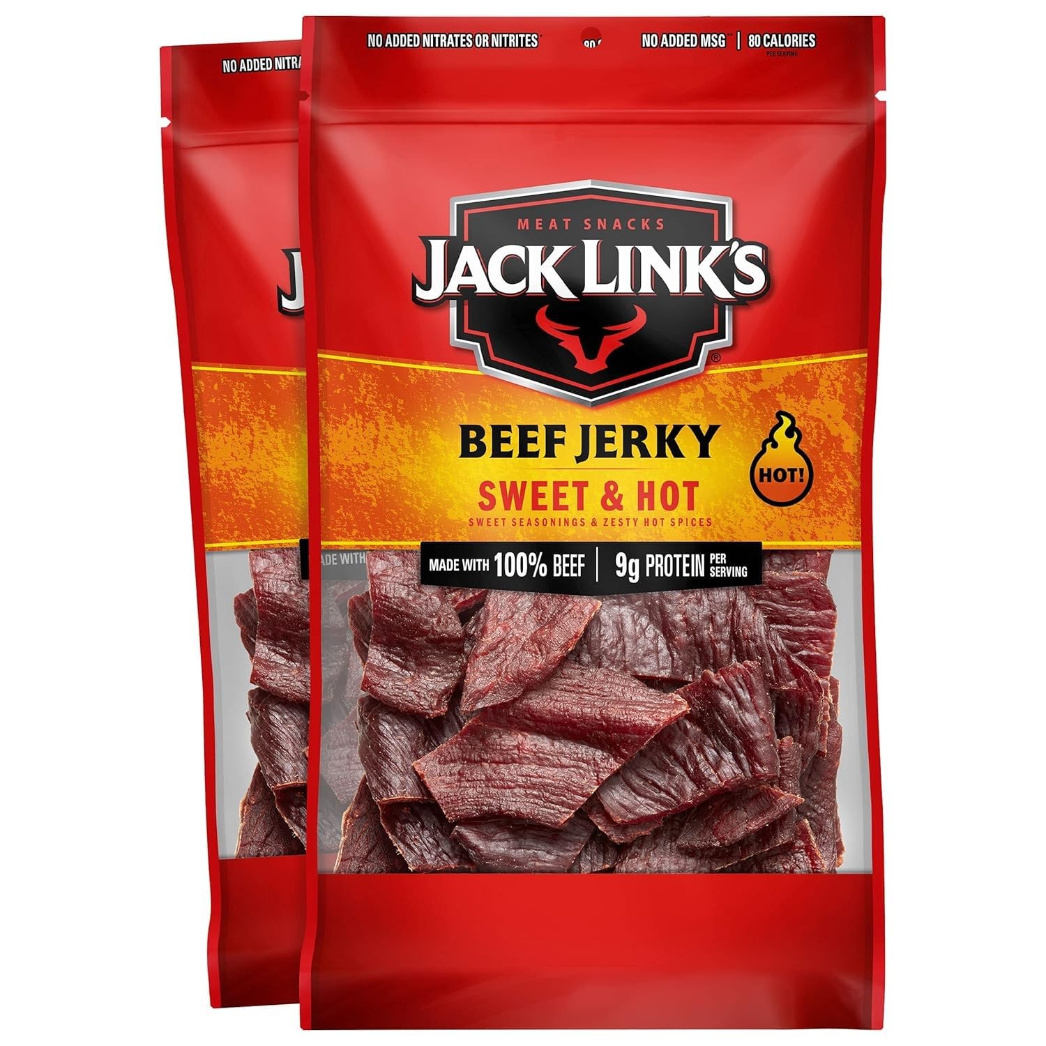 Jack Link's Sweet & Hot Beef Jerky Multipack 9 Ounce (Pack of 2), &