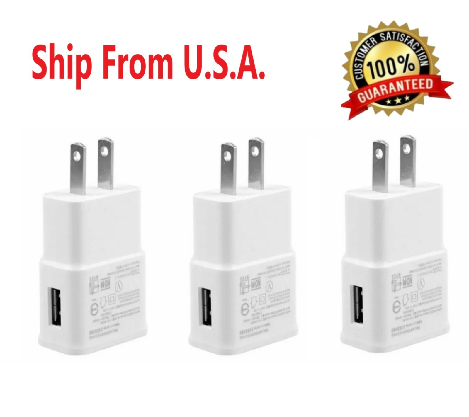 3-Pack 2AMP USB POWER ADAPTER WALL CHARGER For Universal SAMSUNG LG iPHONE