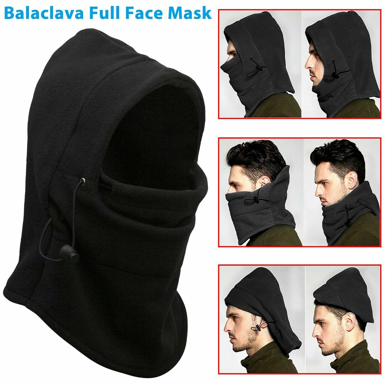 Balaclava Ski Mask 1 Hole Full Face Beanie Hat Winter Fleece Cap for Man Woman