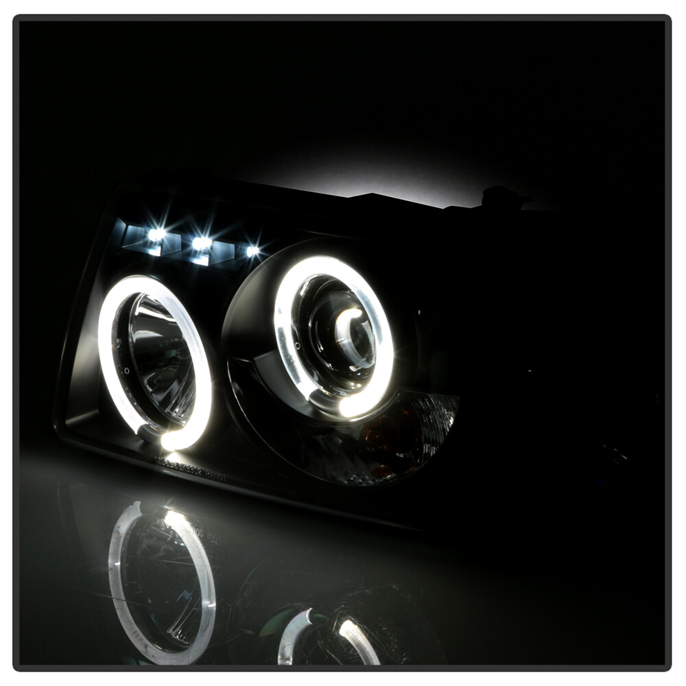 Blk 2001-2011 Ford Ranger LED Halo Projector Headlights w/Built In Corner Lamps