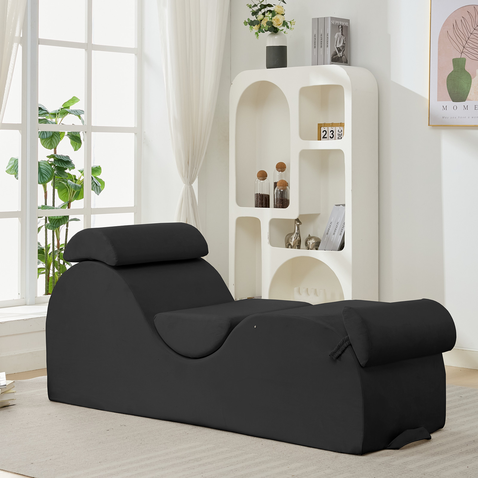 Zafly Yoga Chaise Lounge Indoor, Yoga Chaise, Ergonomic Reading Chair for Adults