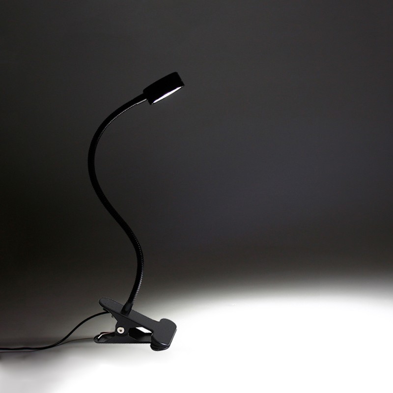3W/5W Soft Pipe LED Desk Clamp Clip-on Lamp Bedroom Bedside Light Switch Plug-in