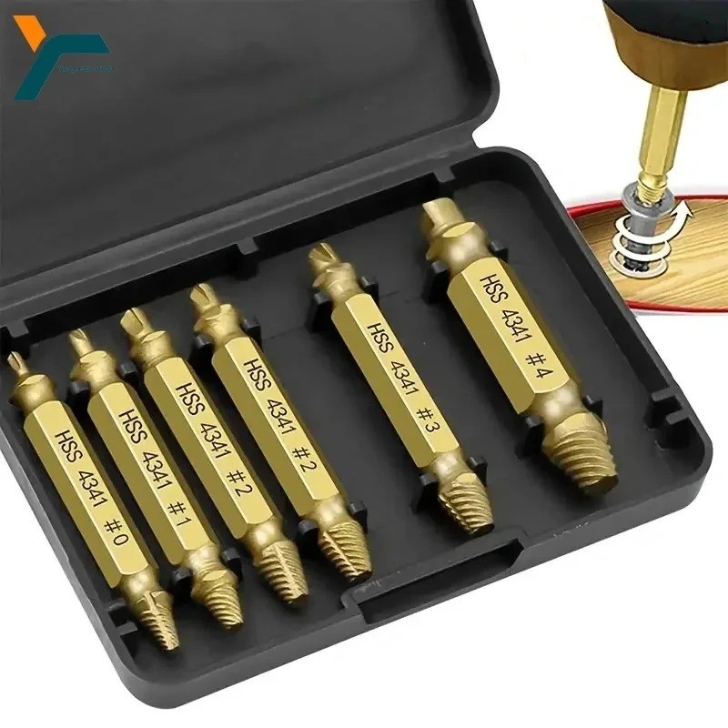 Damaged Screw Extractor Set -HSS Stripped Broken Bolt Remover Tool Kit
