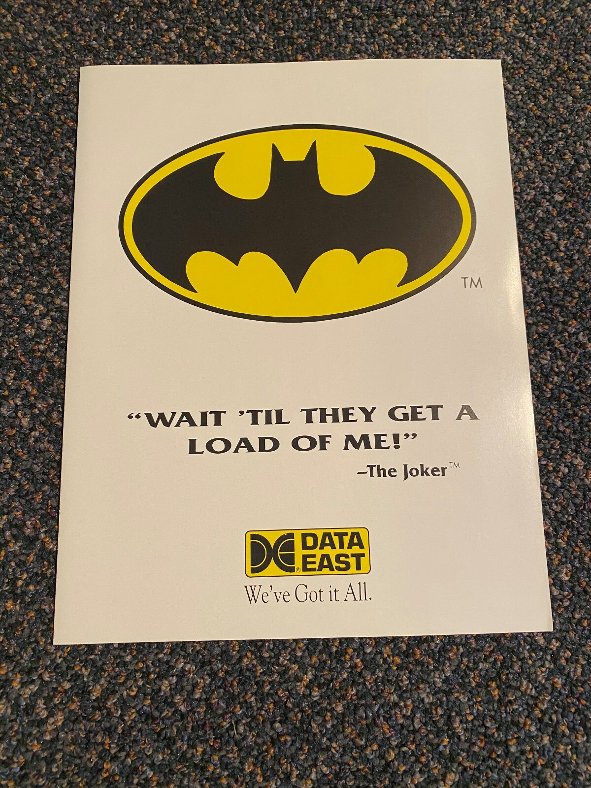 1991 DATA EAST FACTORY ORIGINAL BATMAN PINBALL FLYER W/ FREE BONUS FLYER