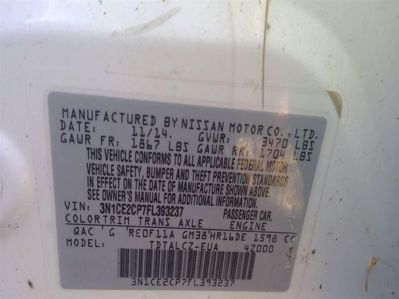 Engine ECM Electronic Control Module 1.6L Hatchback Fits 14-17 Versa 3595649
