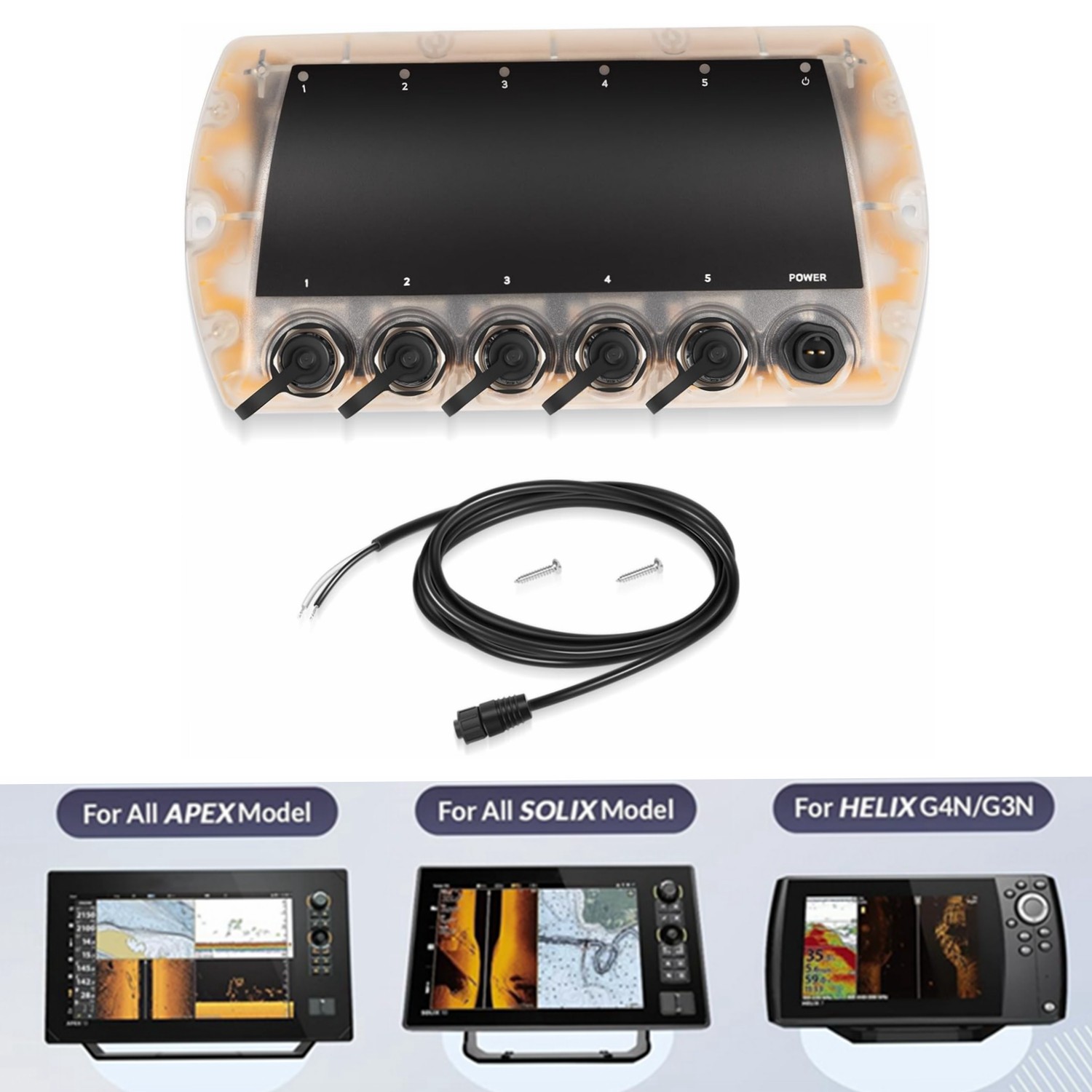 411850-1 5 Port Ethernet Switch For Humminbird,APEX, SOLIX, Helix G4N,HELIX G3N