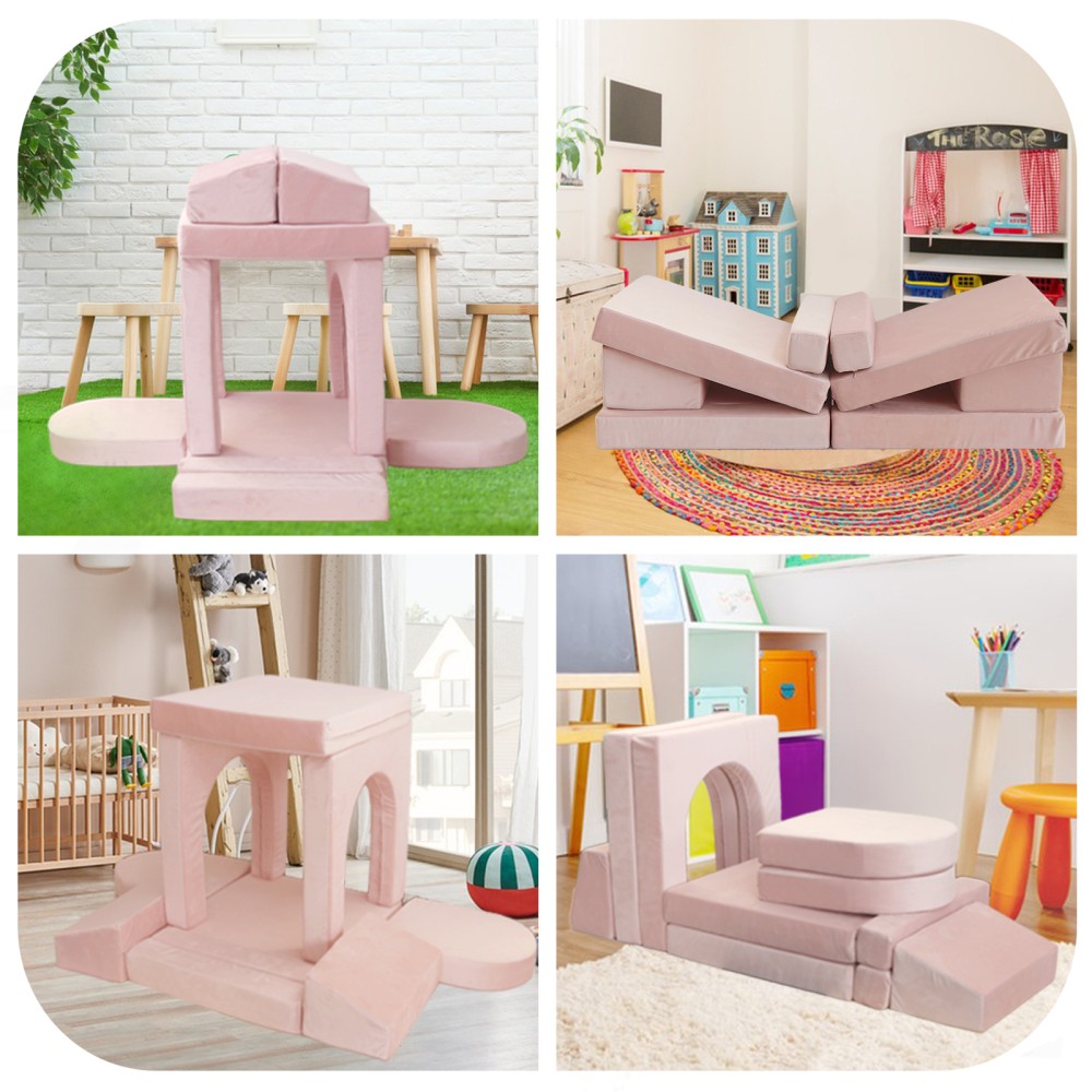 Kids Modular Play Couch 10-Piece Set, Convertible Foam Fort Sofa