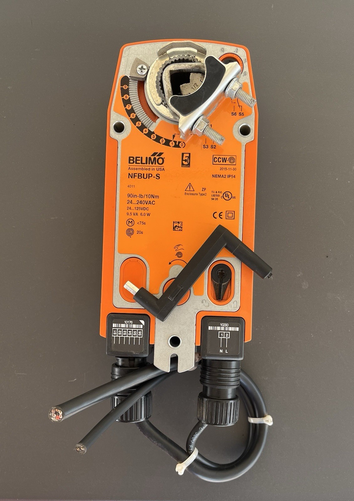 Belimo NFBUP-S Damper Actuator 90in-lb Spring Return AC 24VAC/DC 240VAC 50/60Hz