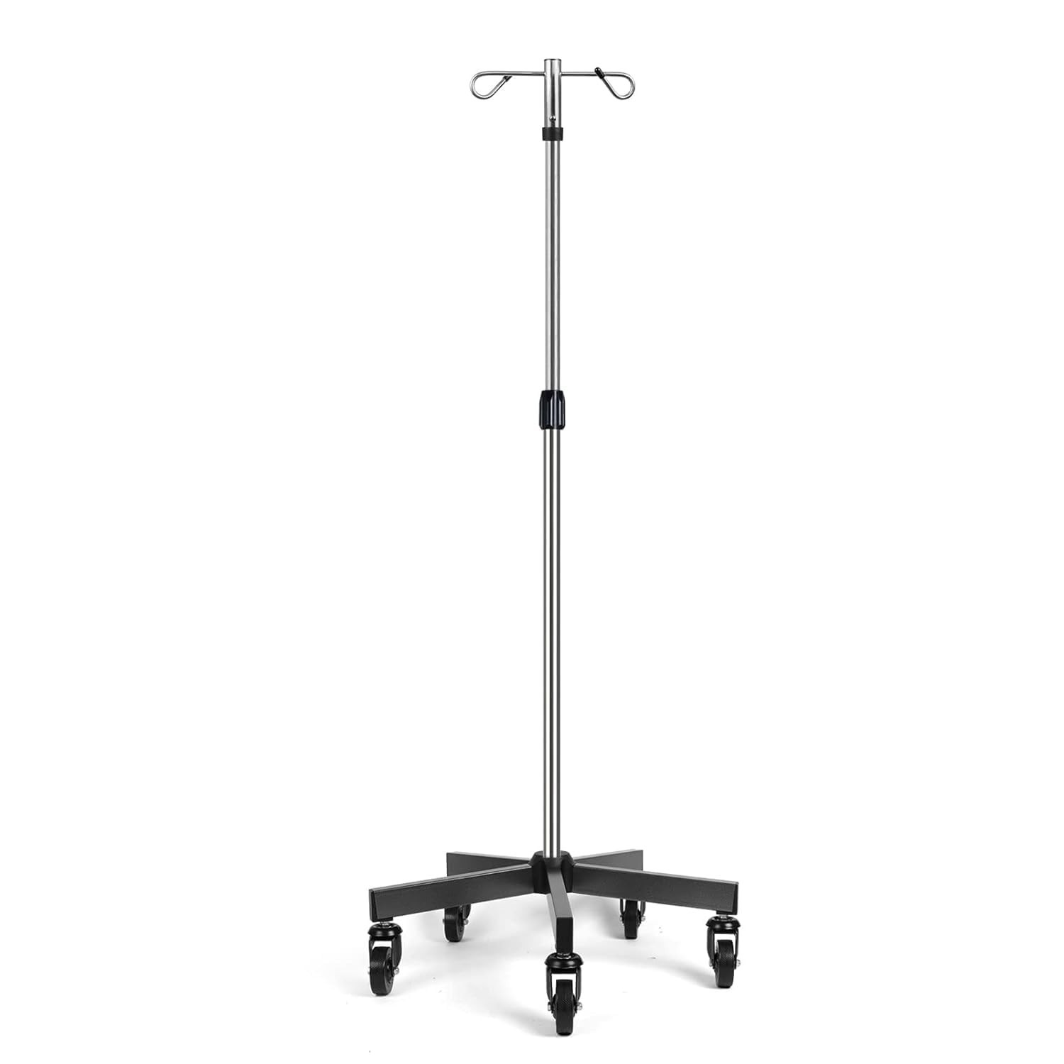 IV Poles with Wheels IV Stands 2 Hooks 5 Legs Rolling Base with Heavy Duty St...