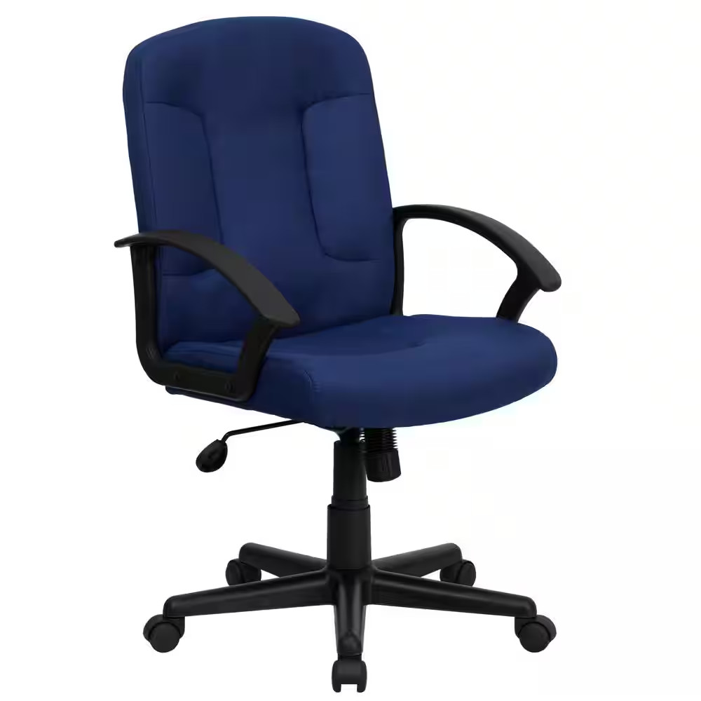 Garver Mid-Back Fabric Swivel Executive Chair in Navy with Arms
