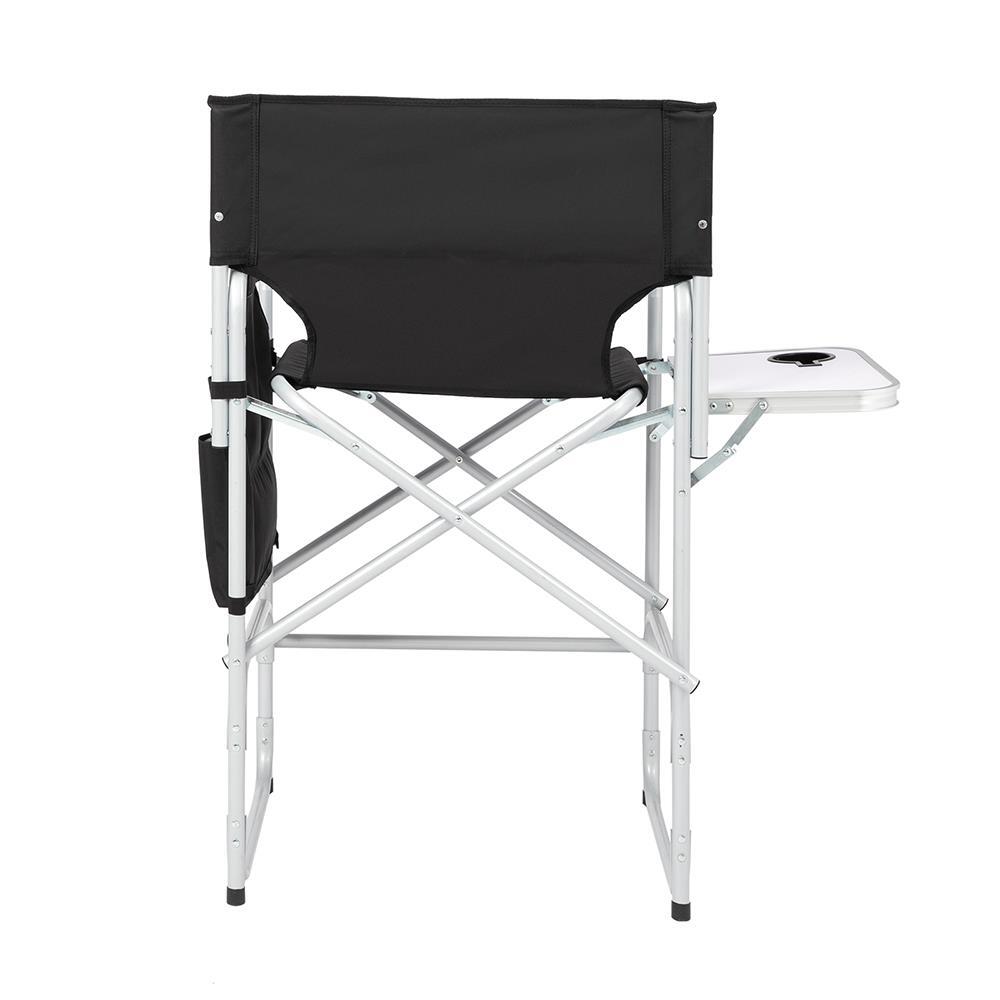 Tall Directors Chair Black Aluminum Folding Chair Outdoor Indoor With Cup Holder