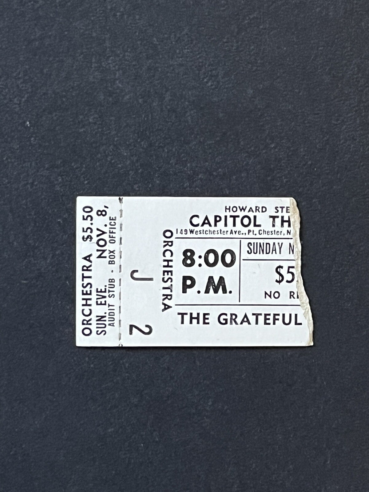 Grateful Dead Concert Ticket Stub, November, 1970 Capitol Theater NY