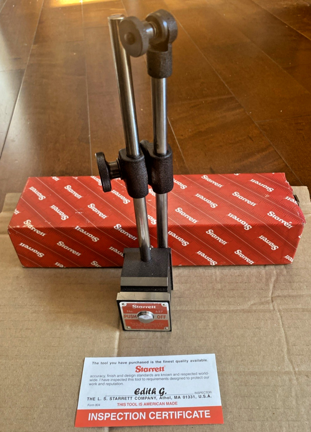 Starrett 657D Magnetic Indicator Holder Magnetic Base, Rigid Arm, Made in USA