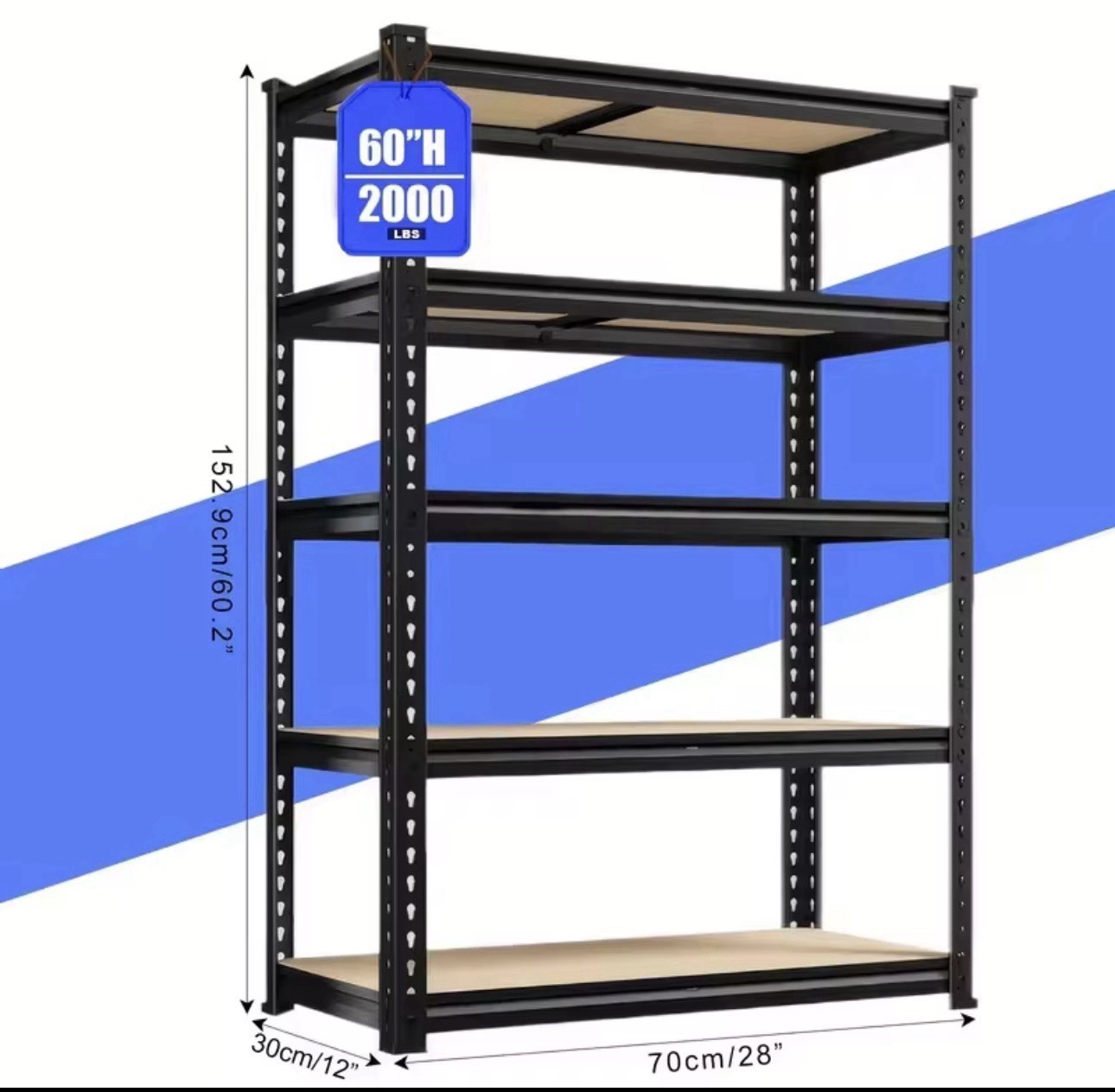 72"/60"H Garage Shelving Storage Shelves，2000LBS Capacity Heavy Duty