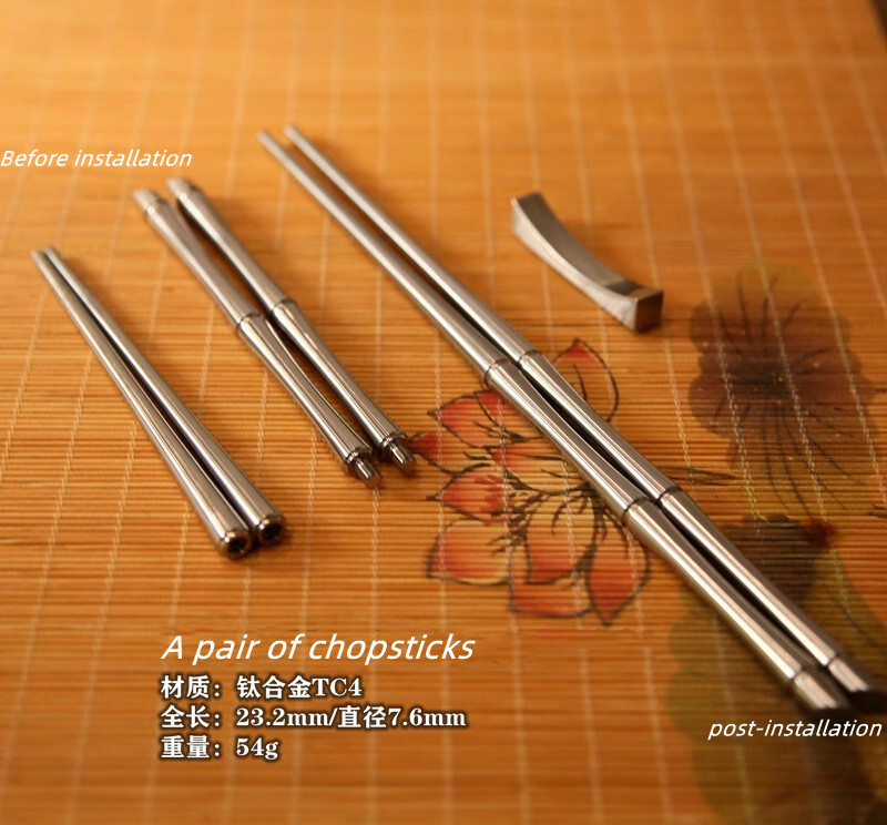 EDC Solid TC4 Titanium Chopsticks Section Foldable With Pack Travel Tools