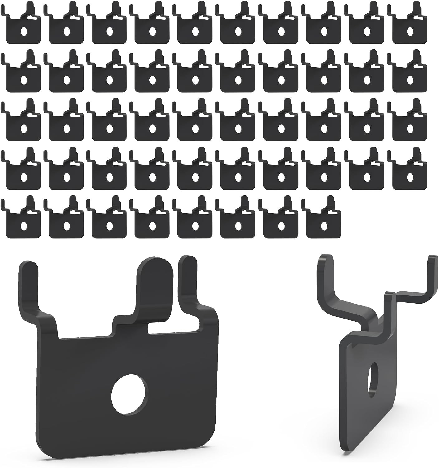 50-Pack Black Pegboard Hooks - Metal U-Shape Picture Hangers | Fit 1/8 and 1/4 I