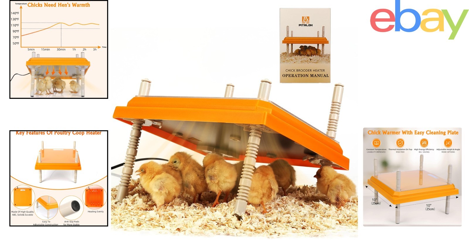 Electric Heating Plate for Chicks with Multiple Height Options and Insulation