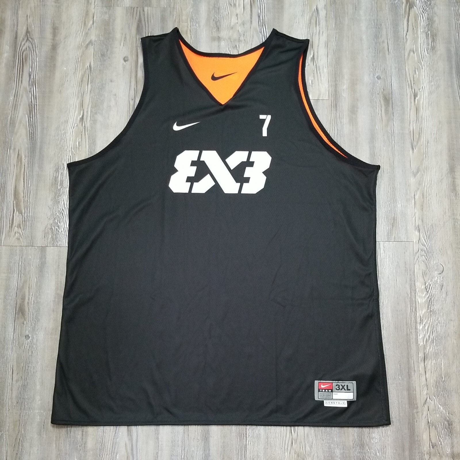 Nike FIBA Team 3x3 #7 Reversible Jersey Black Orange AR0651-0113 Men's 3XL L+2