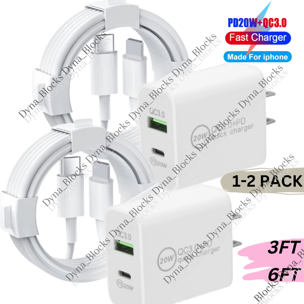 20W USB-C Power Adapter PD Fast Charger Cable For Apple iPhone 14 13 12 11 XR XS