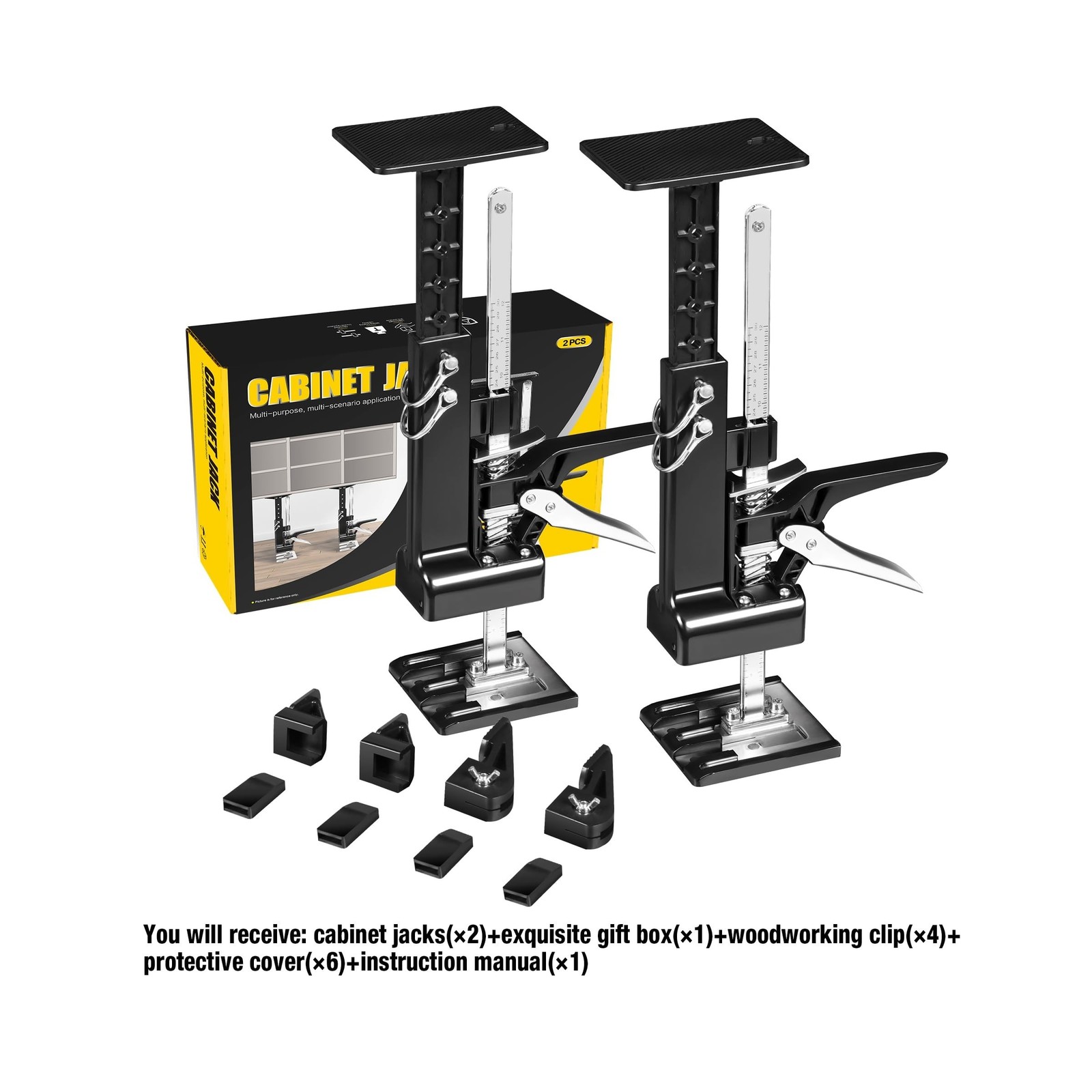 YELLOW JACKET Cabinet Jacks 2 Pack for Installing Cabinets, Labor Saving Arm ...