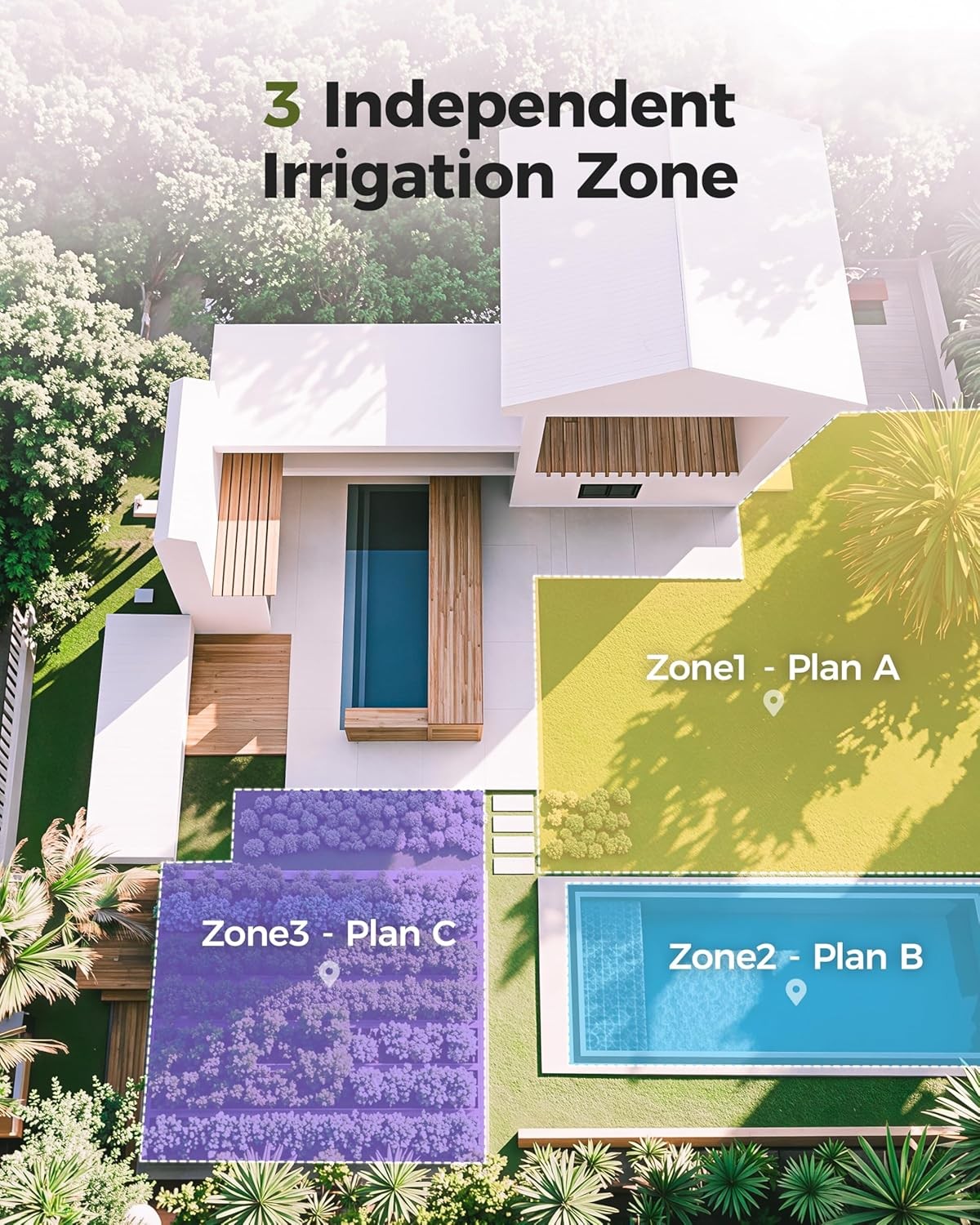 Sprinkler Timer 3 Zone Water Hose Timer for Garden Rain Delay Manual / Auto Mode
