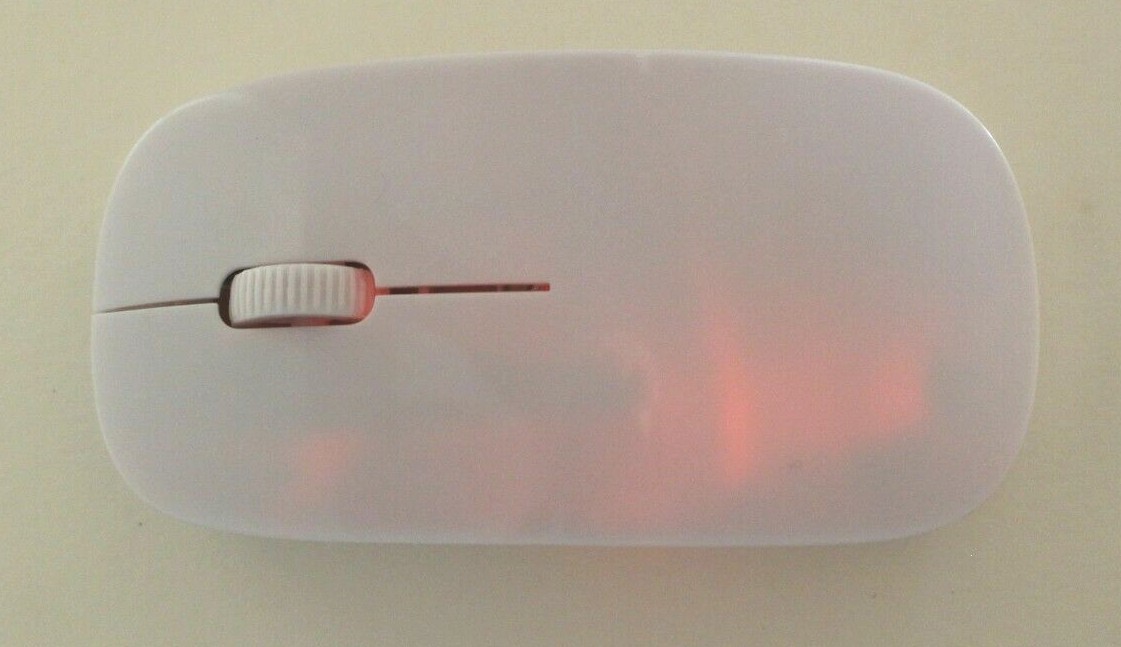 Computer Mouse Wireless Scroll Wheel White, Red LED USB Dongle for Laptop PC Mac