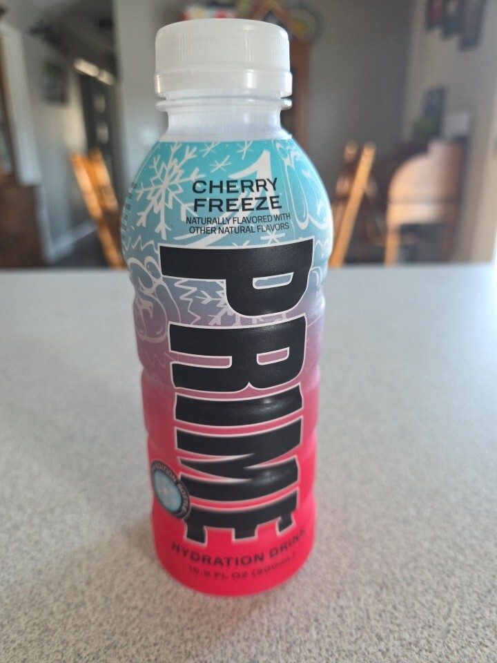 Prime Hydration Cherry Freeze Special Edition Graffiti Color Change Bottle, Open