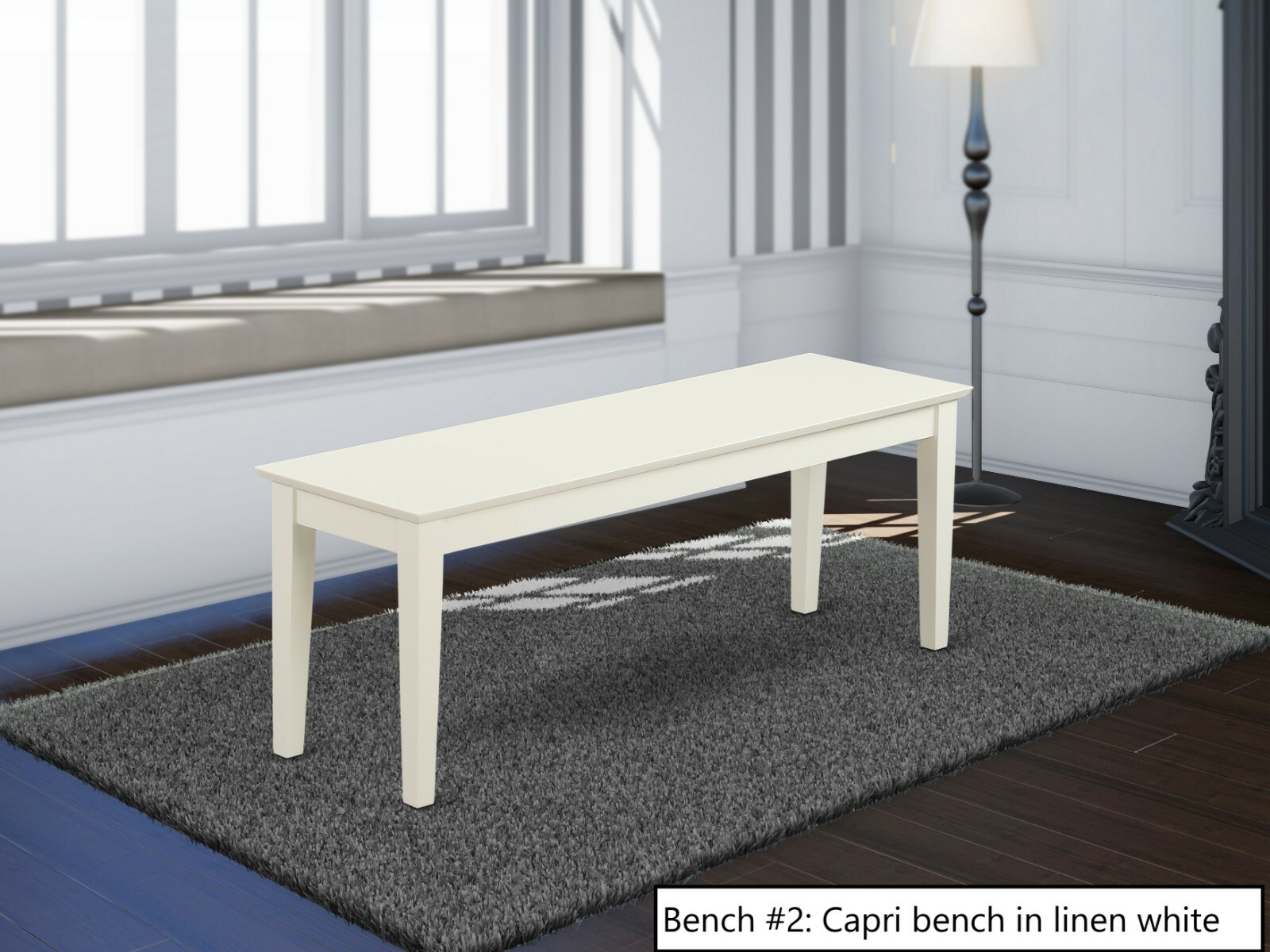Solid wood Capri dinette kitchen dining bench in mahogany finish