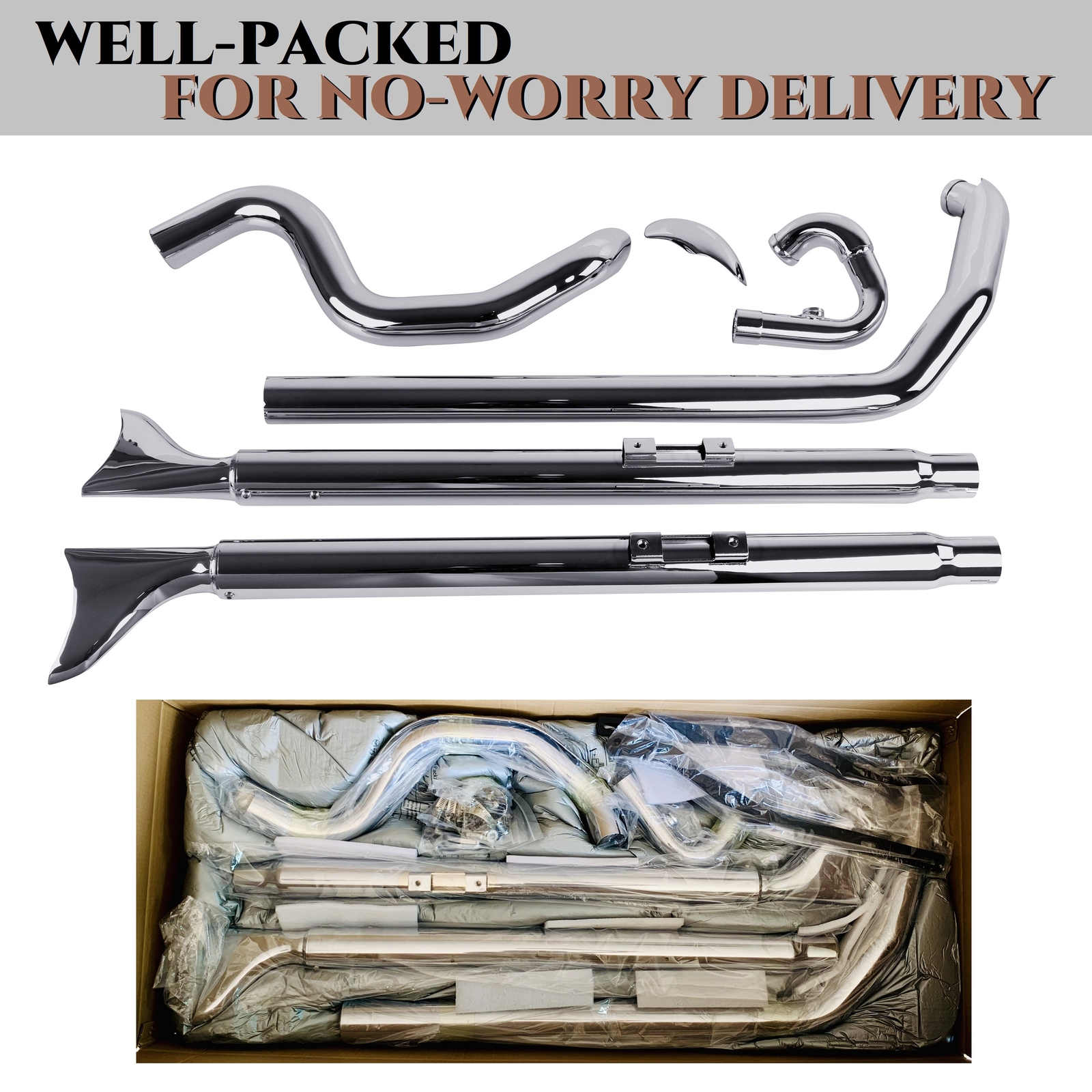 SHARKROAD 2-2 Fishtail True Dual Exhaust Systems for Softail 2000-2017 Models