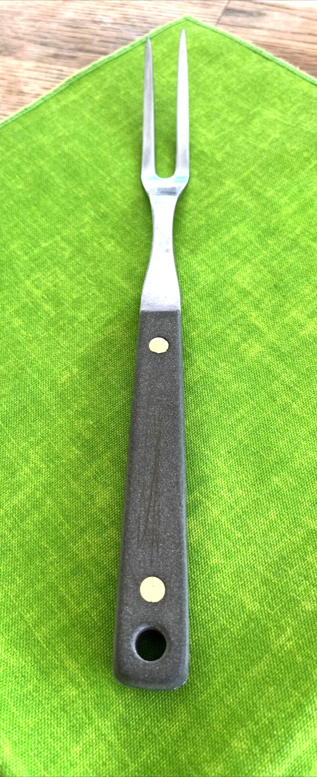 Vtg Masterpiece Meat Fork Japan 2 Pronged Stainless 9.5"  w/Composite Handle