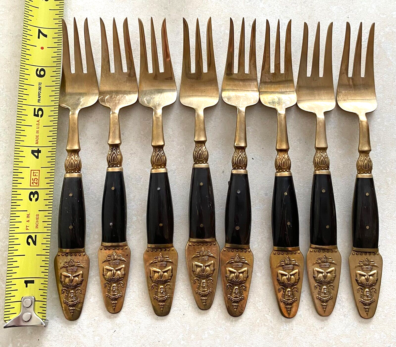 Vintage Samran Thailand Devas God 100pc Bronze Flatware Set Service for 8