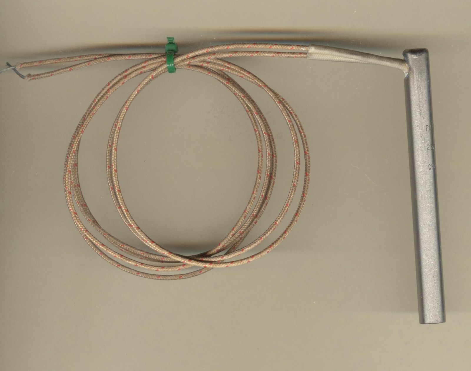 FAST HEAT Cartridge Heater 3/8" Dia x 3 3/4" Long 250W 240V 30" Leads 90 Degrees