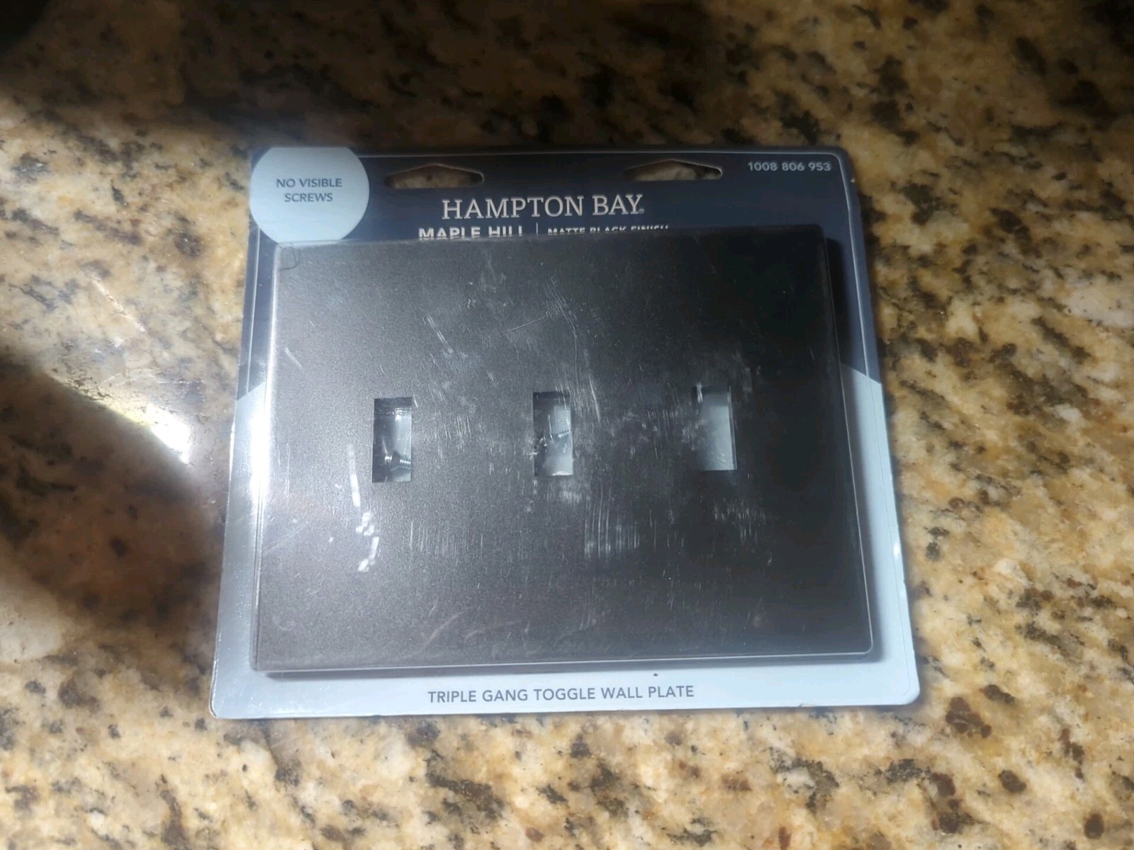 Hampton Bay Derby 3Gang Triple Light Switch/Toggle Wall Plate Matte Black