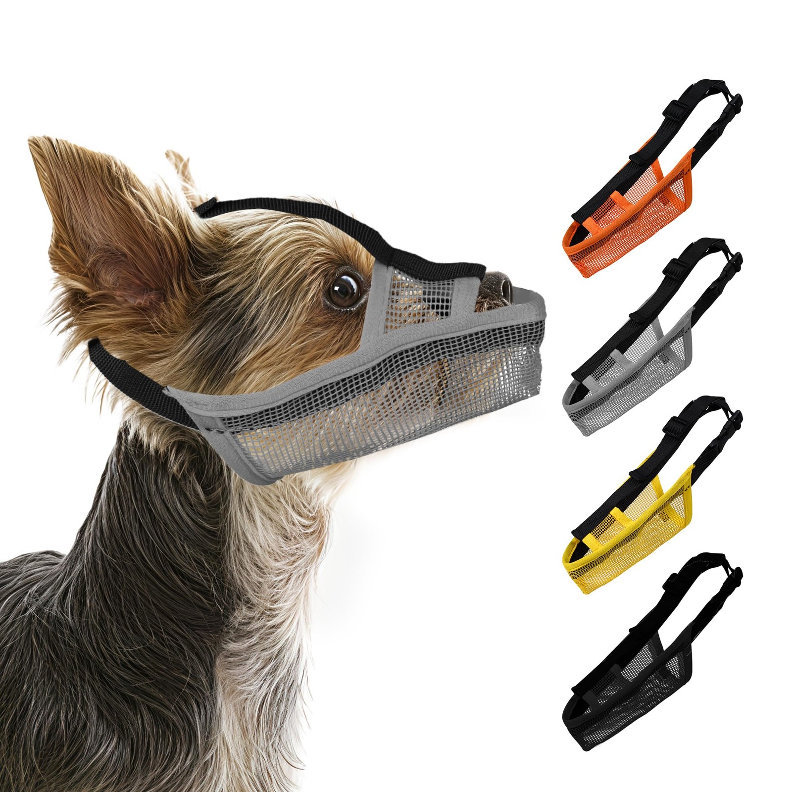 JOYPAWS Soft Dog Muzzle for Small Medium Large Dogs Long Snout XS, Grey