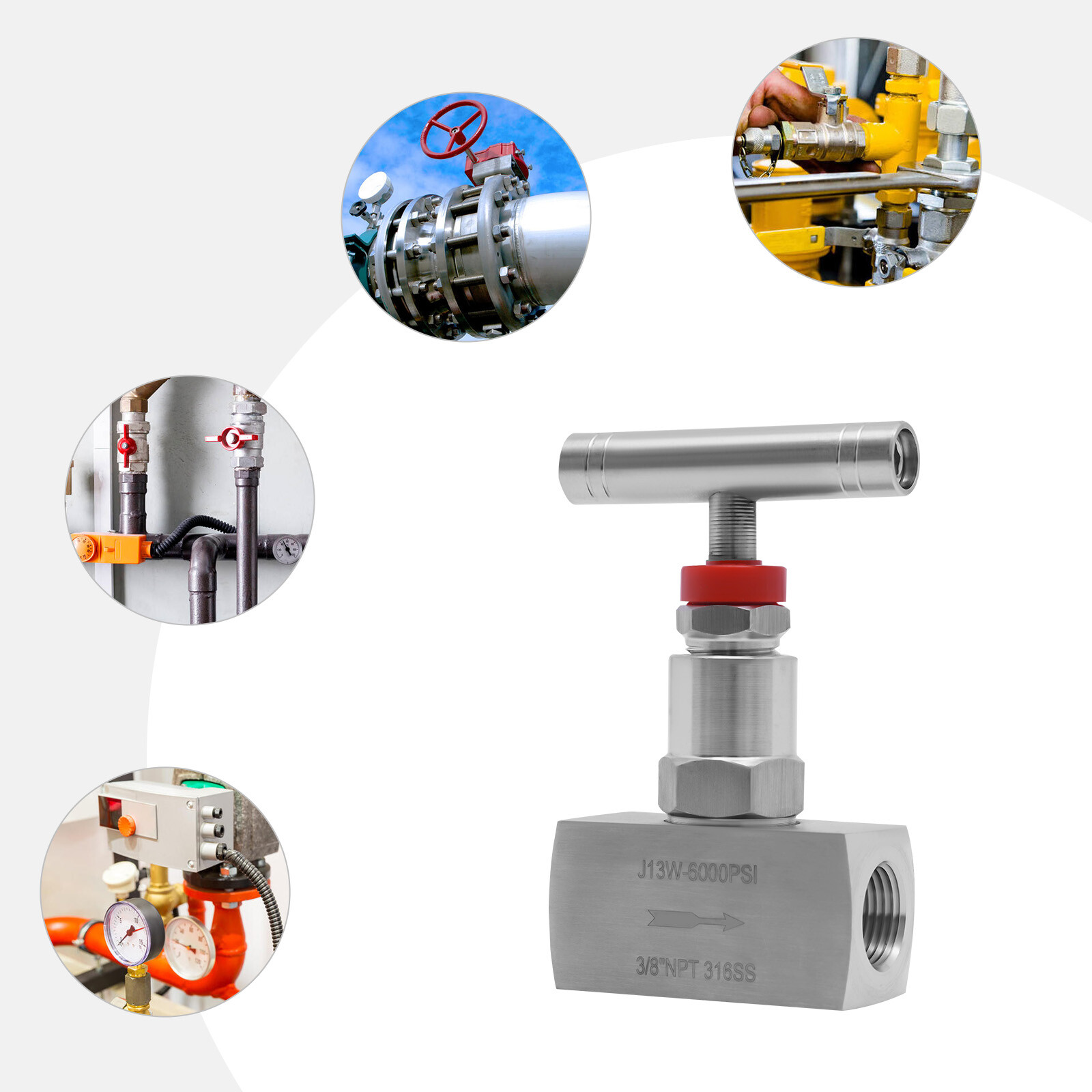 3/8" Stainless Steel Needle Valve ?Threaded Flow Control Steam Max 6000 Psi