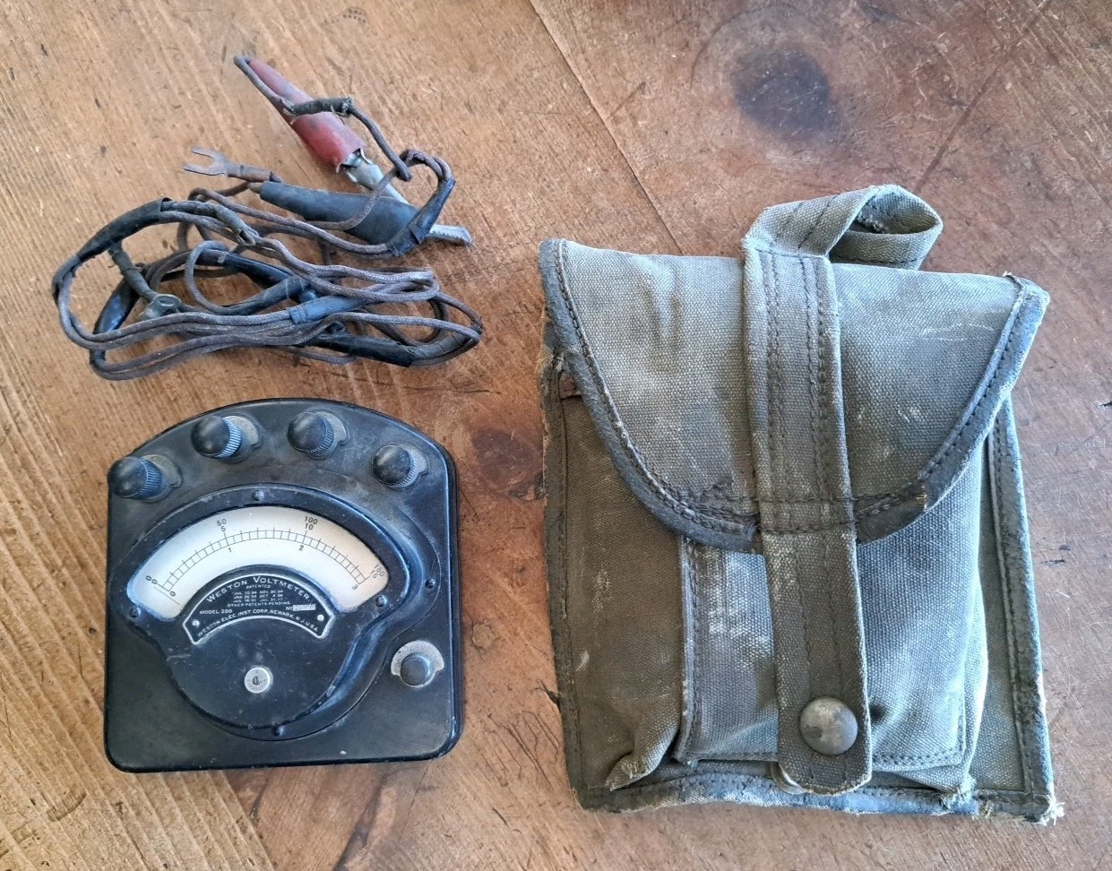 Antique Weston Voltmeter Early 1900's Black W/Case See Photos