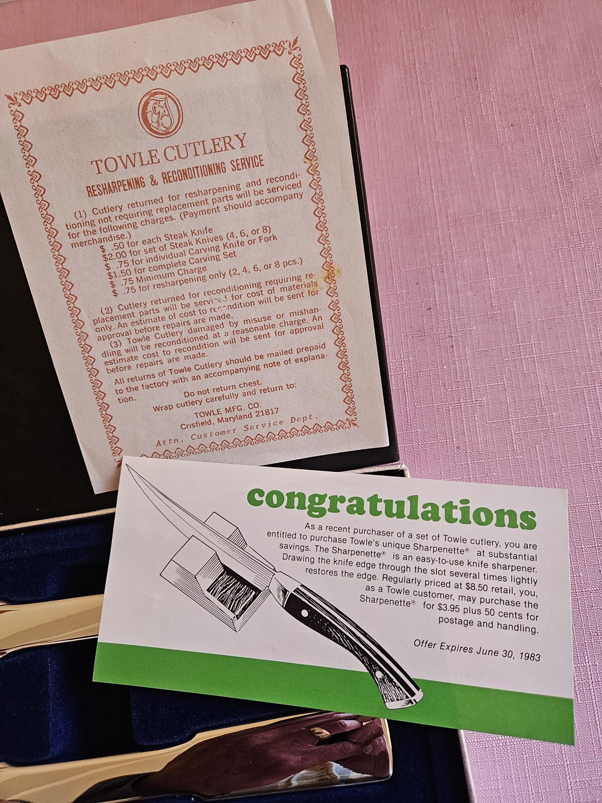 Vintage Stainless Steel Carving Set by Towle Silversmiths NEW in box