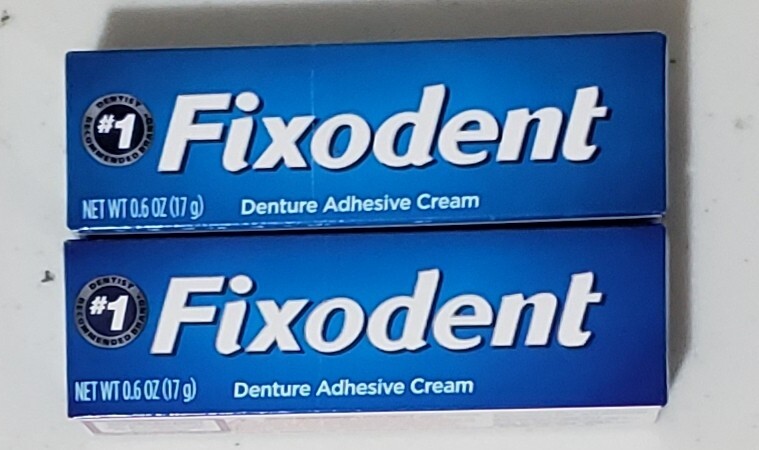SET OF 2 Fixodent Secure 0.6 Oz Denture Adhesive Cream Travel Size