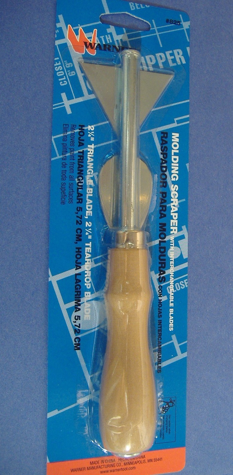 WARNER MOLDING SCRAPER WITH TWO INTERCHANGEABLE BLADES PUTTY REMOVAL