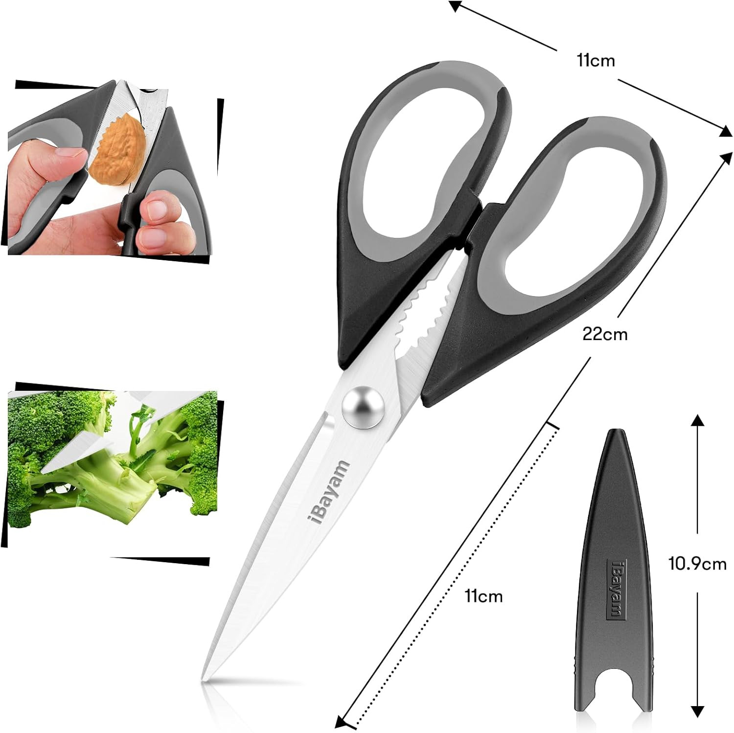 Kitchen Gadgets Utensils Set for Home, 8.5" Kitchen Scissors with Sheath, Black