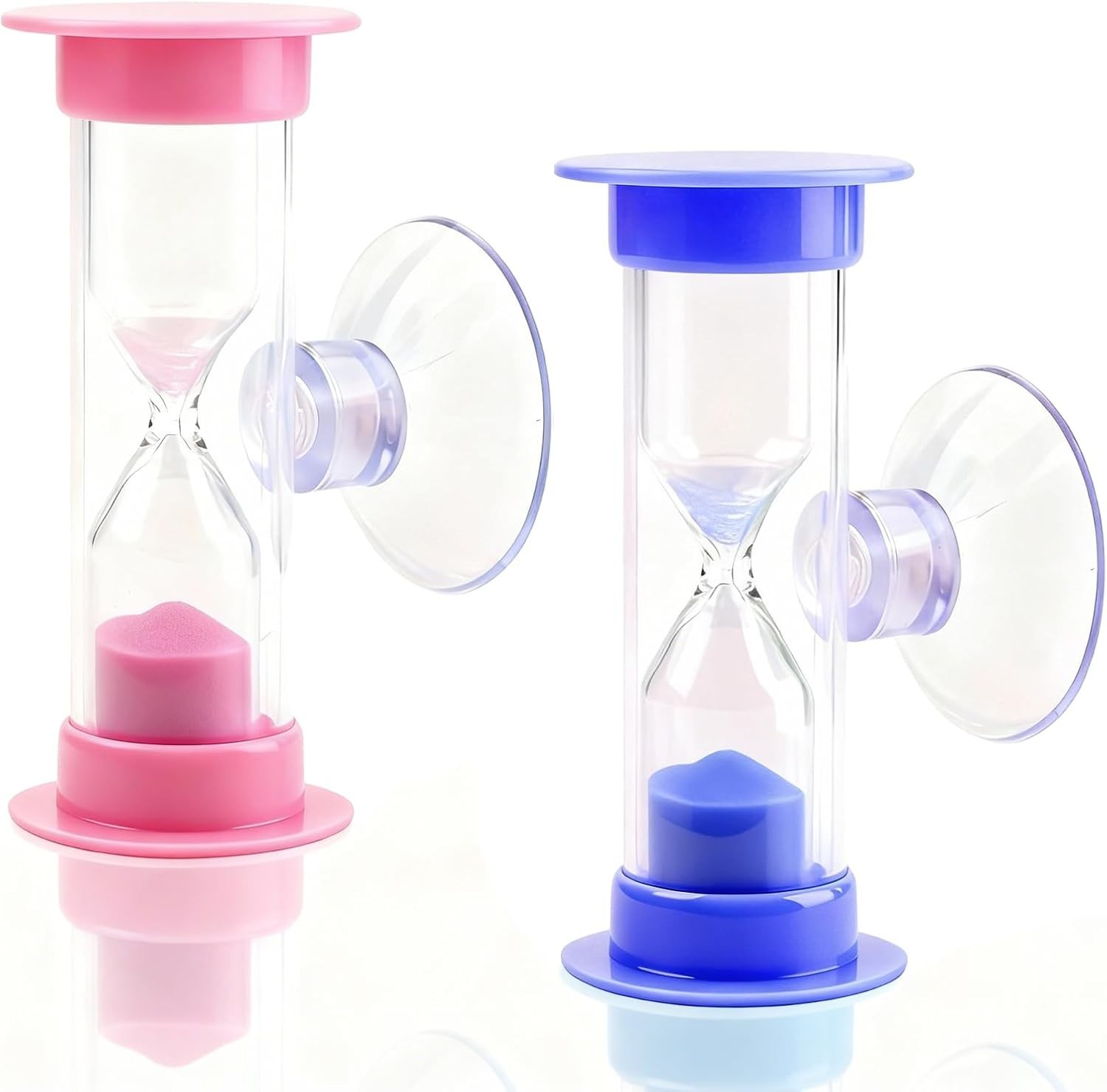 2-Pack 2 Minute Hourglass Sand Timer with Suction Cup - Unbreakable Sucker Sa...