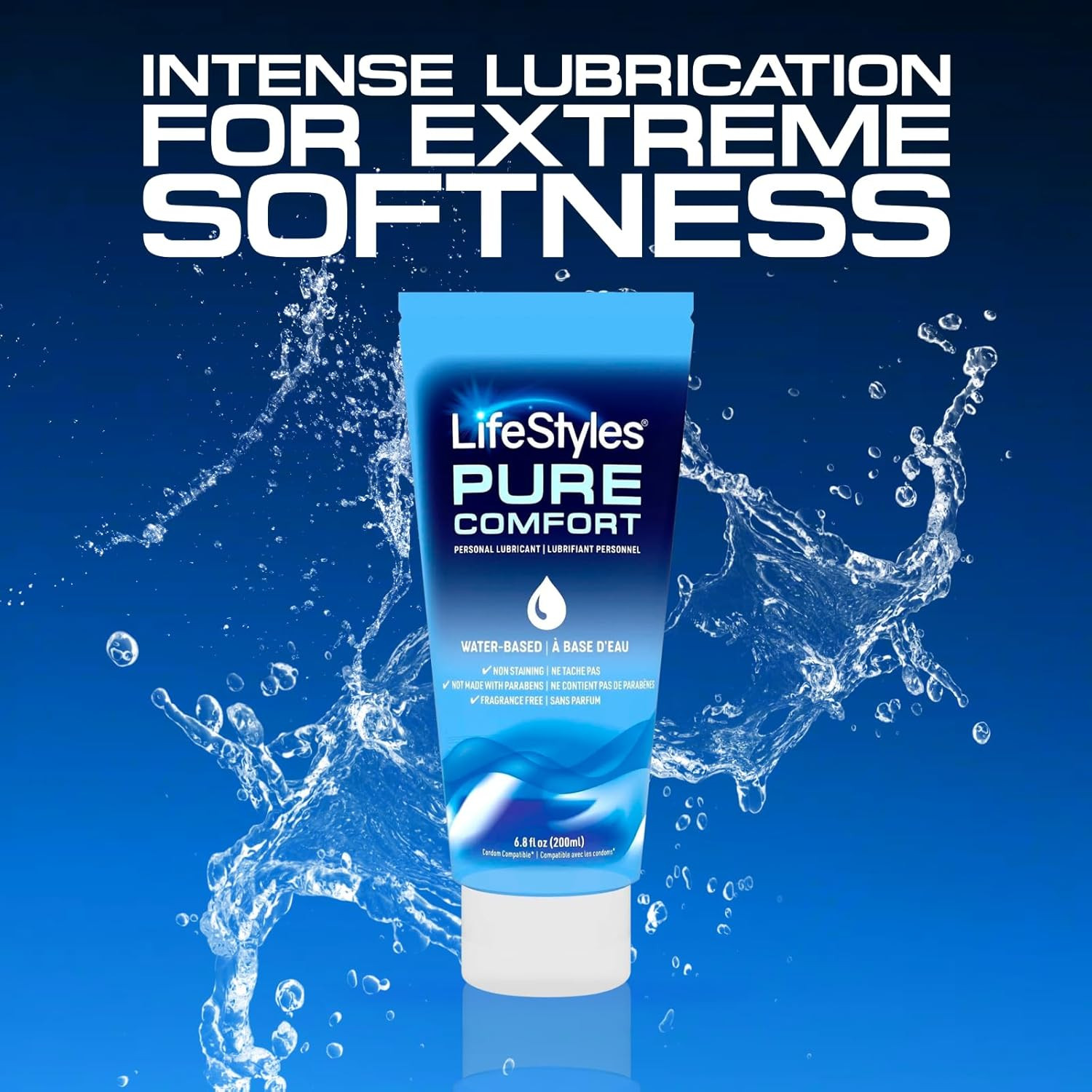 Pure Comfort Water Based Personal Lubricant, 6.8 fl oz,1 Pack, pH-Balanced, Tran