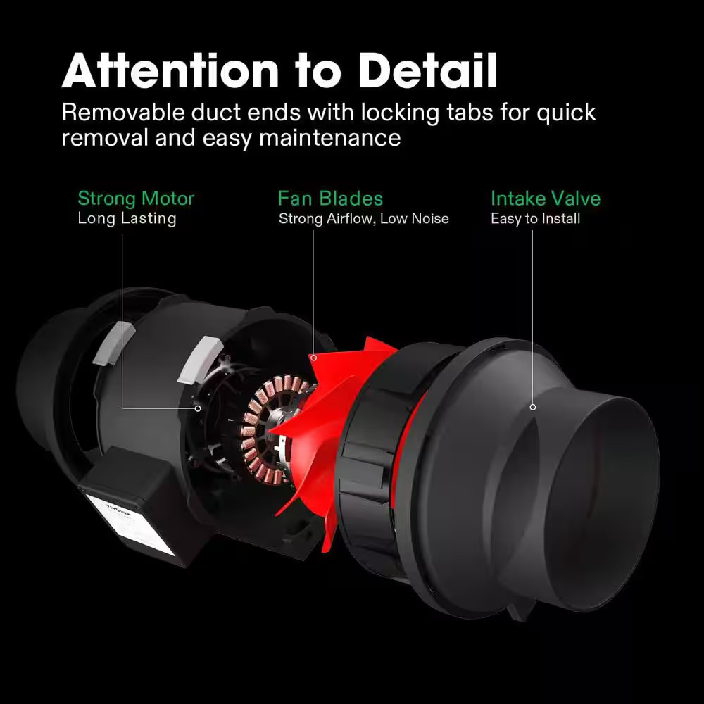 4 In. 190 CFM Inline Duct Fan with Variable Speed Controller