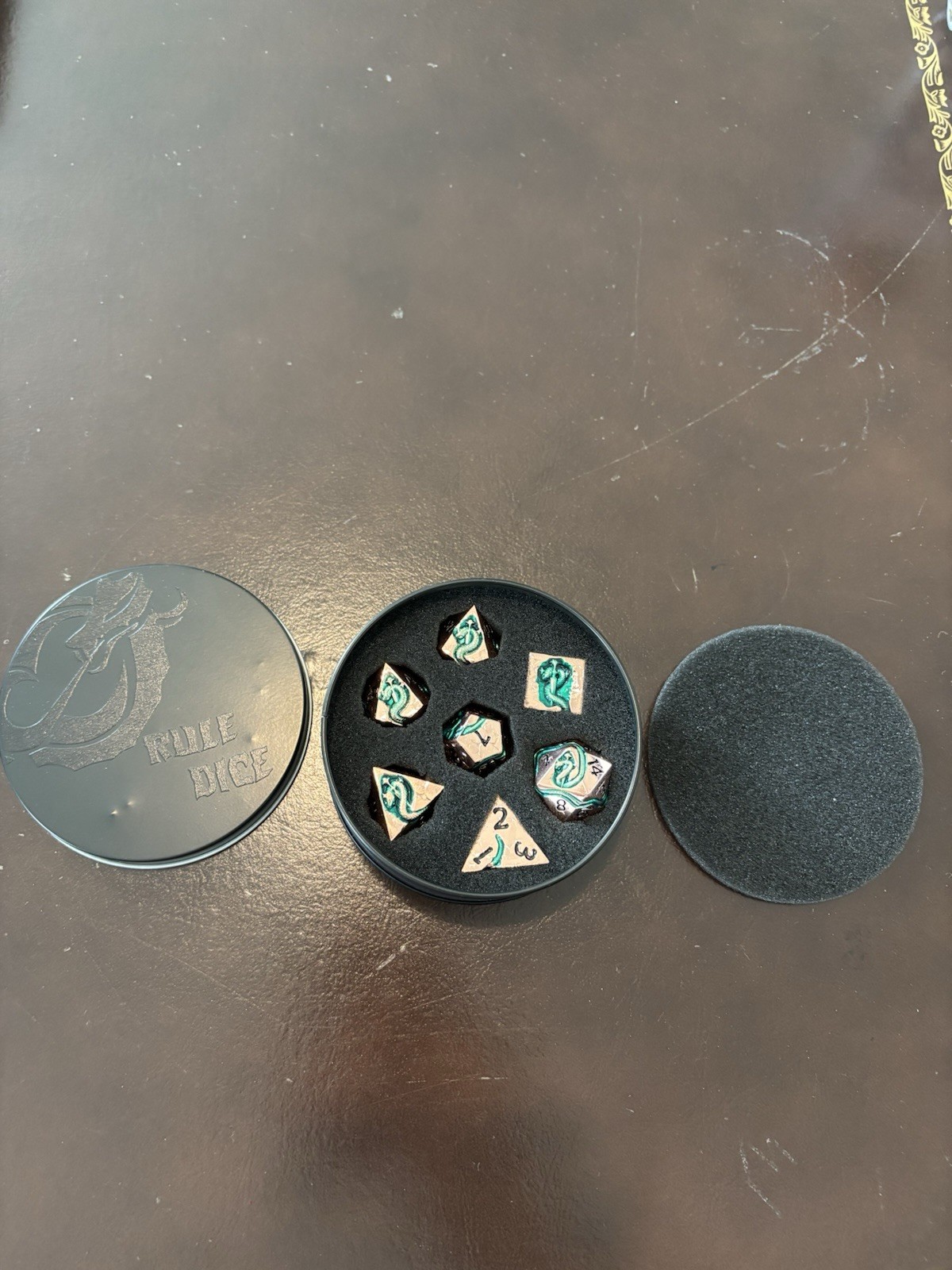 DnD Copper Rule Dice With Snake Design