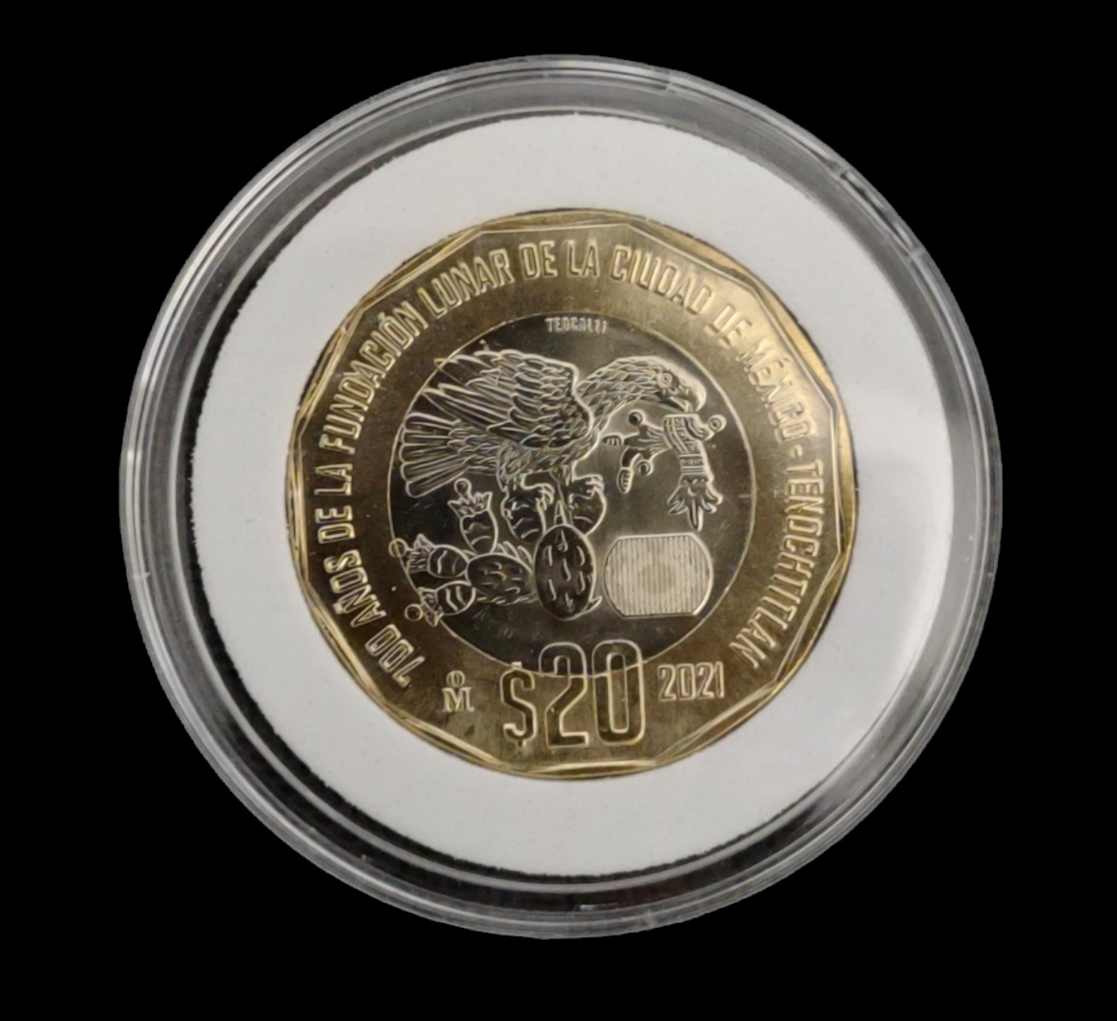 MEXICO 20 PESOS MONEDA COIN  2021 700 ANOS FUNDACION LUNAR MEXICO CITY UNC