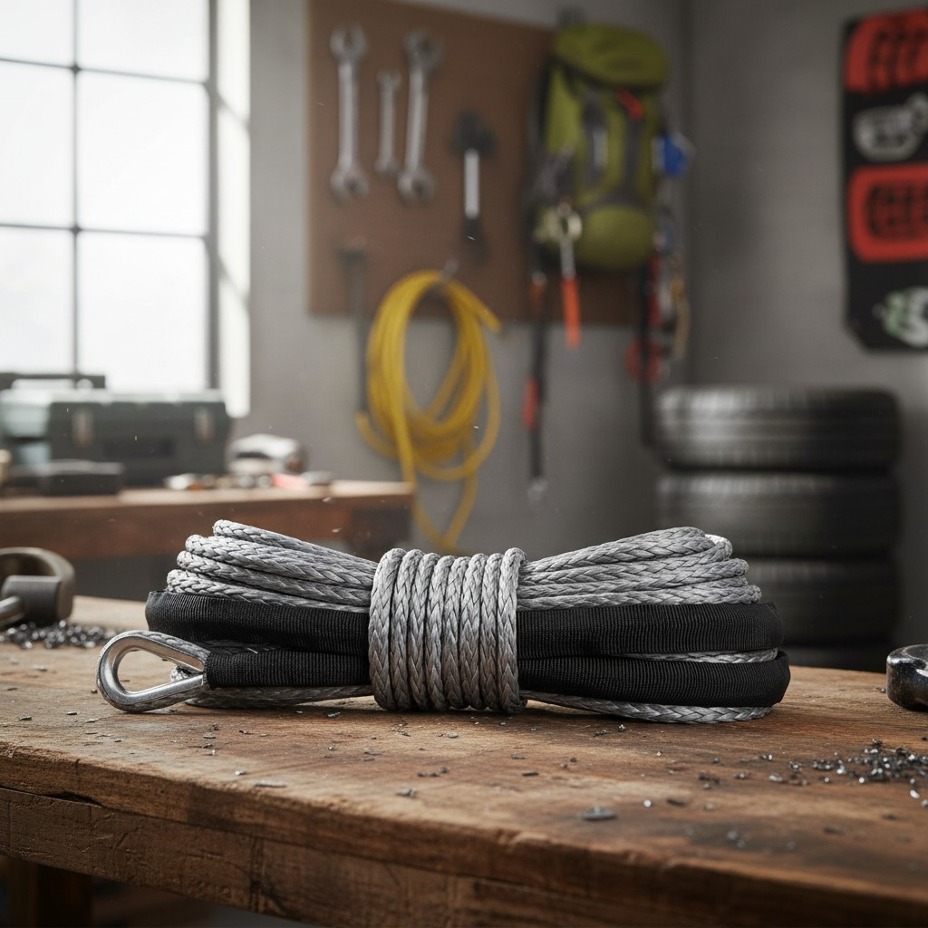 High-Visibility 1/4" Synthetic Winch Rope 50ft 10,000 lbs for Emergency Use