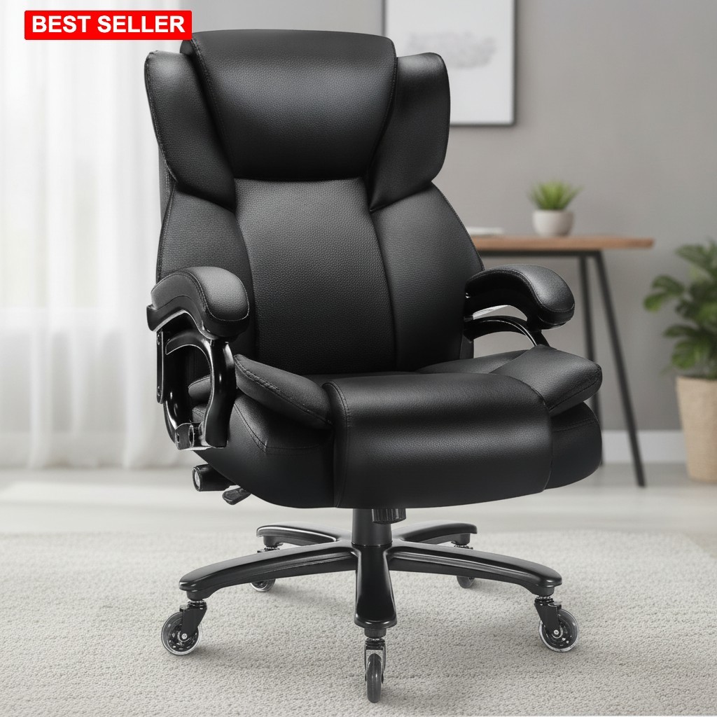 Office Chair 500Lbs Capacity Big Tall Heavy Duty Executive Seat Black