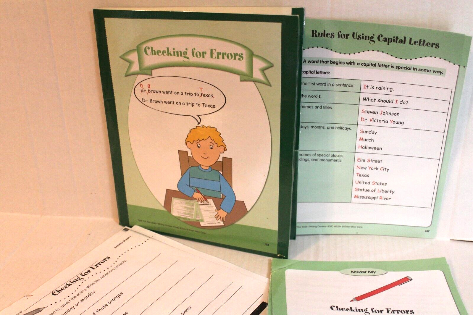 Evan-Moor Writing Center Activity "Checking for Errors" Proofreading Grades 2-3