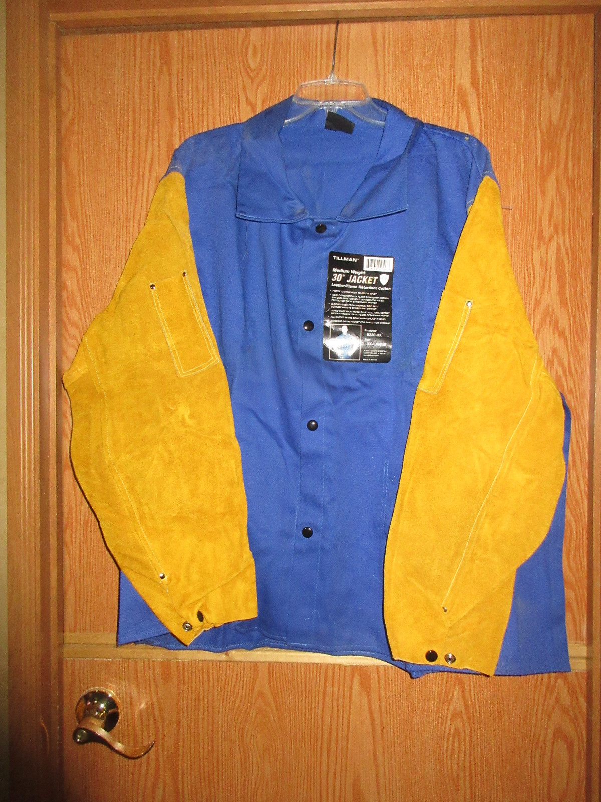 Tillman Welding Jacket Mens XXXL Blue Leather Arms FR Button Up Shirt Pockets