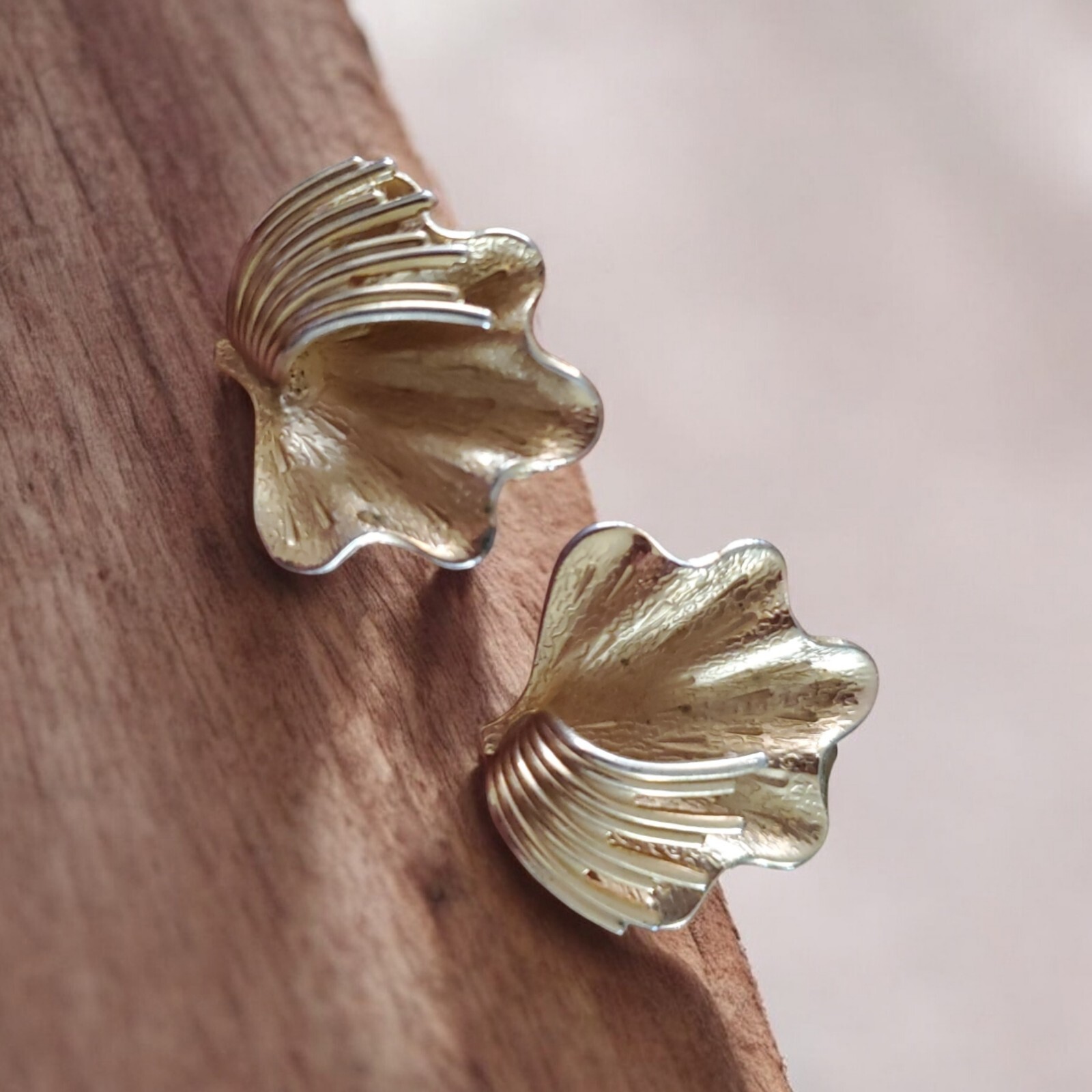 Cintage Coro Gold Textured Earrings Signed